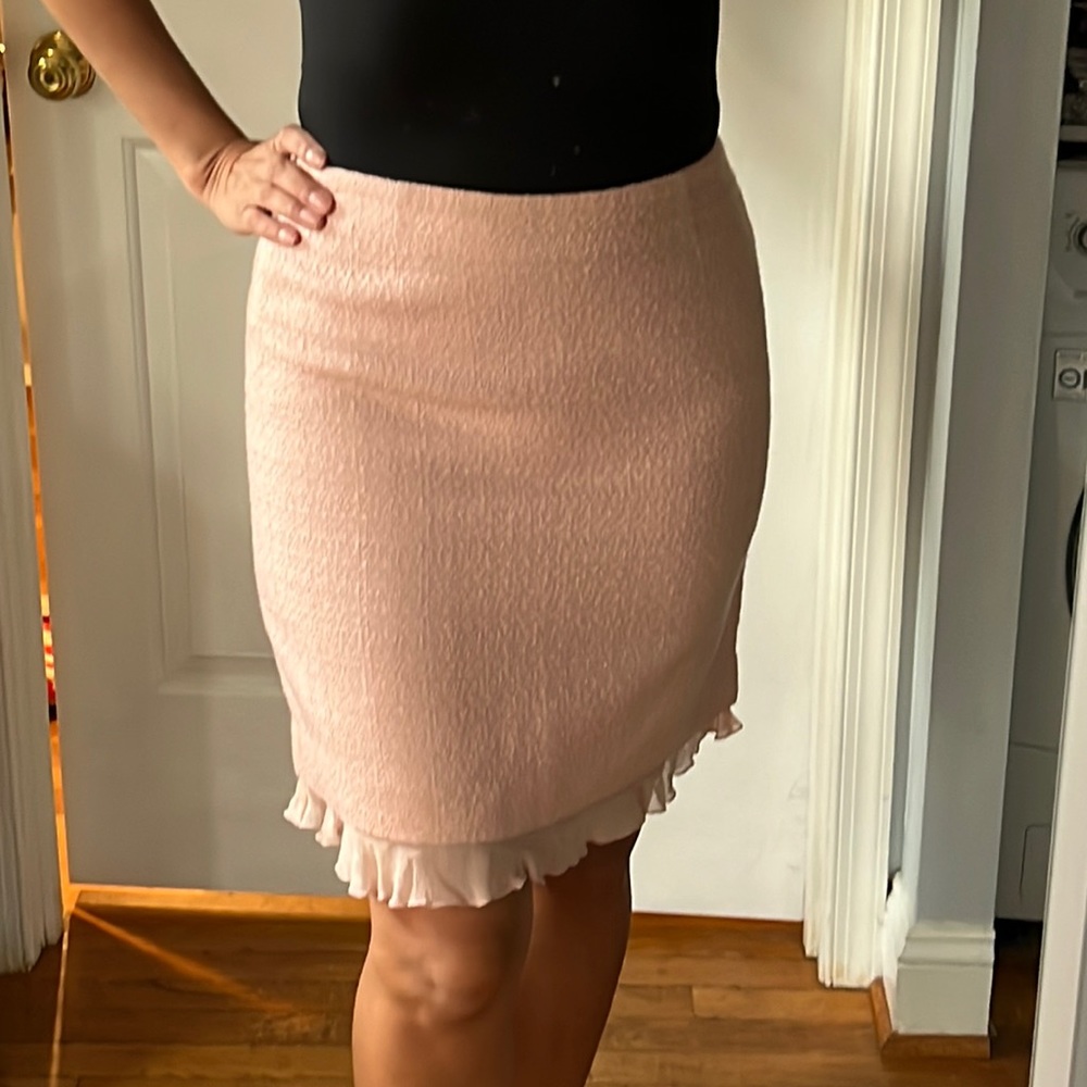 Pink Tweed Skirt with flowy detailing - Picture 1 of 4